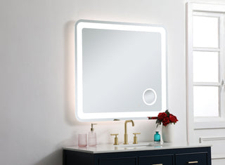 Lux 36in x 40in Hardwired LED mirror with magnifier and color changing temperature 3000K/4200K/6000K