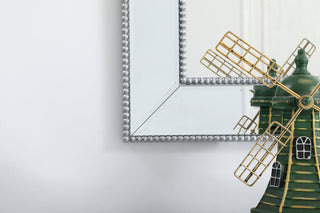 Iris beaded mirror 42 x 28 inch in antique silver