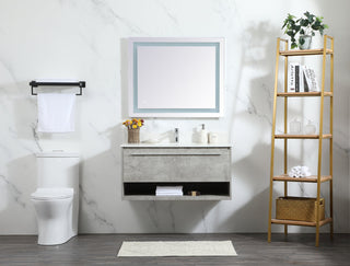 40 inch Single bathroom vanity in concrete grey with backsplash