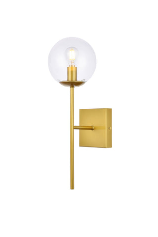 Neri 1 light brass and clear glass wall sconce