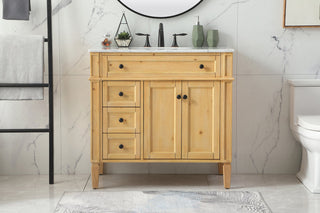 36 inch Single bathroom vanity in natural wood