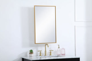 Metal mirror medicine cabinet 17 inch x 28 inch in Brass