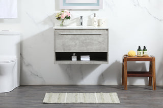 30 inch Single bathroom vanity in concrete grey with backsplash