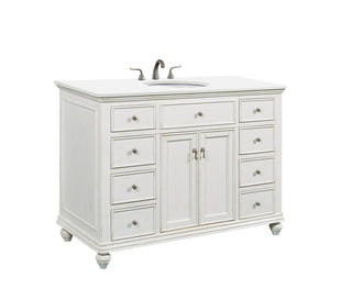 48 inch Single Bathroom vanity in Antique White with ivory white engineered marble