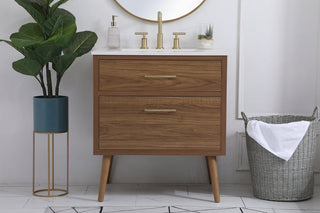 30 inch bathroom vanity in Walnut Brown