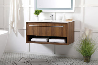 40 inch  Single Bathroom Floating Vanity in Walnut Brown