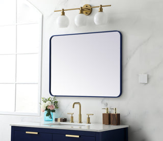 Soft corner metal rectangular mirror 27x36 inch in Blue