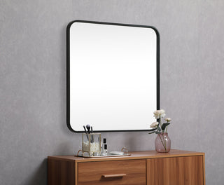 Soft corner metal square mirror 24x24 inch in Black