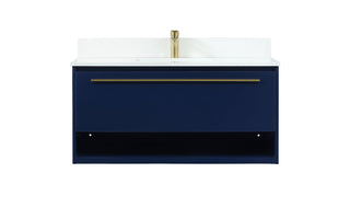 40 inch Single bathroom vanity in blue with backsplash