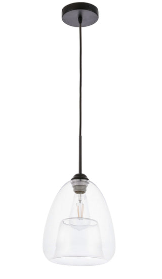 Kason 1 light Black and Clear glass pendant