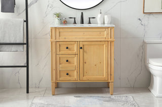 32 inch Single bathroom vanity in natural wood