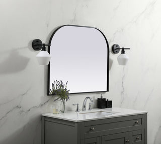 Metal Frame Arch Mirror 36x30 Inch in Black