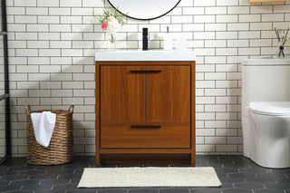 30 inch Single bathroom vanity in Teak