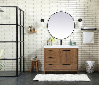 42 inch Single bathroom vanity in walnut brown