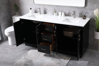 72 Inch Double Bathroom Vanity In Black