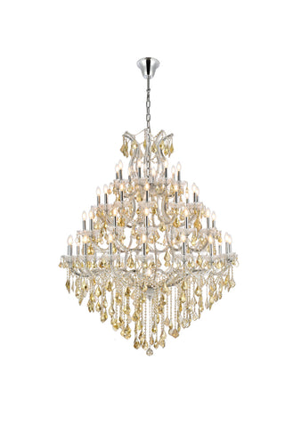 Maria Theresa 49 light Chrome Chandelier Golden Teak (Smoky) Royal Cut Crystal