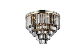 Sydney 17 light polished nickel Flush Mount Silver Shade (Grey) Royal Cut Crystal