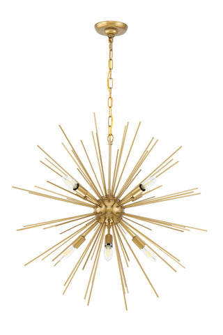 Timber 8 light Brass pendant