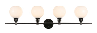 Collier 4 light Black and Frosted white glass Wall sconce