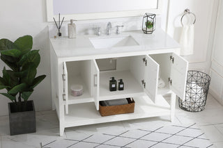 48 inch Single Bathroom Vanity in White with Backsplash