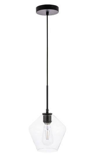 Gene 1 light Black and Clear glass pendant