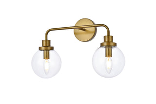 Hanson 2 lights bath sconce in brass with clear shade