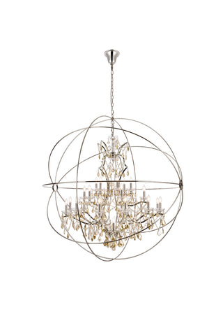 Geneva 25 light polished nickel Chandelier Golden Teak (Smoky) Royal Cut crystal