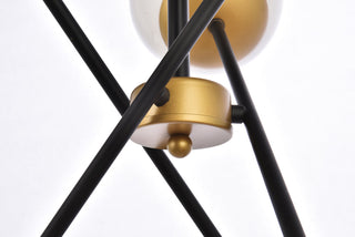 Axl 24 inch pendant in black and brass with white shade