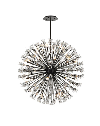 Vera 50 inch crystal starburst round pendant in black