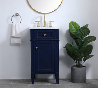 18 inch Single bathroom vanity in blue