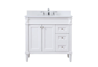 36 inch Single bathroom vanity in white with backsplash