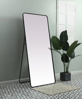 Soft Corner Metal Rectangle Mirror 32x72 Inch in Black