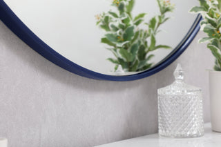 Metal frame round mirror 39 inch in Blue