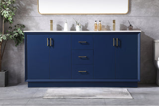 72 Inch Double Bathroom Vanity In Blue