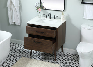 30 inch Single bathroom vanity in walnut