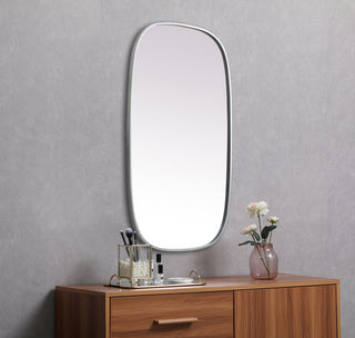 Metal Frame Oval Mirror 24x40 Inch in Silver