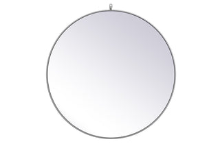 Metal frame round mirror with decorative hook 39 inch in Grey