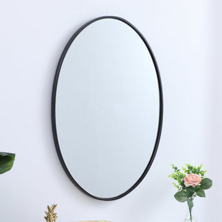 Metal frame oval mirror 34 inch in Black