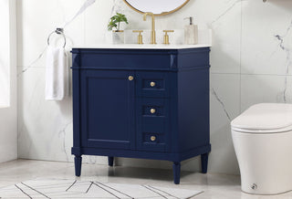 32 inch Single bathroom vanity in blue with backsplash