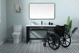 54 Inch ADA Compliant SIngle Bathroom Metal Vanity In Black