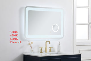 Lux 24in x 36in Hardwired LED mirror with magnifier and color changing temperature 3000K/4200K/6000K