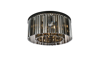 Sydney 8 light Matte Black Flush Mount Silver Shade (Grey) Royal Cut Crystal