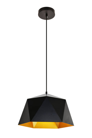 Arden Collection Pendant D15.0'' H9.6 Lt:1 Black and Gold Finish