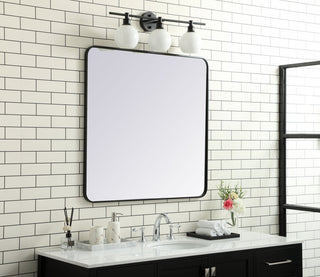 Soft corner metal rectangular mirror 36x36 inch in Black