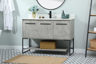 48 inch Single bathroom vanity in concrete grey with backsplash