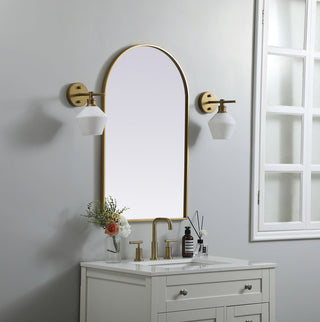 Metal Frame Arch Mirror 22x36 Inch in Brass