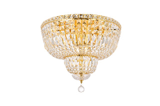 Tranquil 10 light Gold Flush Mount Clear Royal Cut Crystal