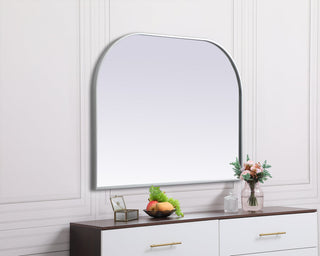 Metal Frame Arch Mirror 40x30 Inch in Silver