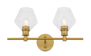 Gene 2 light Brass and Clear glass Wall sconce