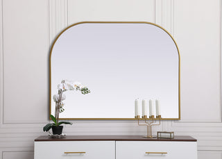 Metal Frame Arch Mirror 40x30 Inch in Brass